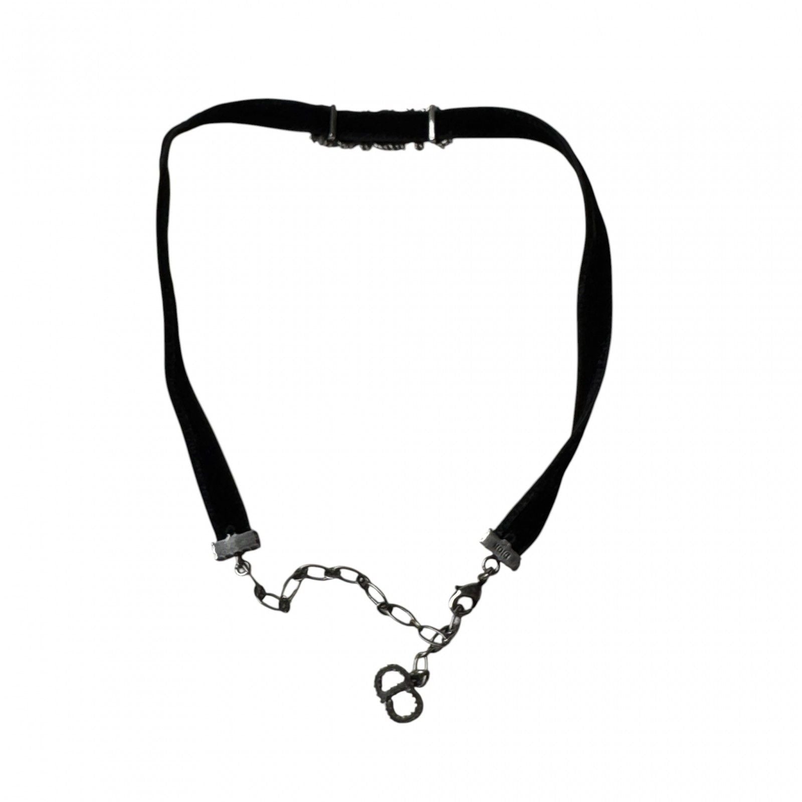 Dior J'adior Logo Choker Rhinestone Velvet Necklace — view 3
