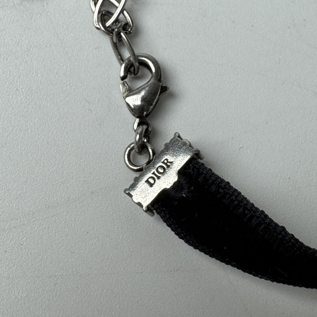 Dior J'adior Logo Choker Rhinestone Velvet Necklace — view 6
