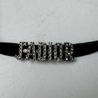 Dior J'adior Logo Choker Rhinestone Velvet Necklace — view 4