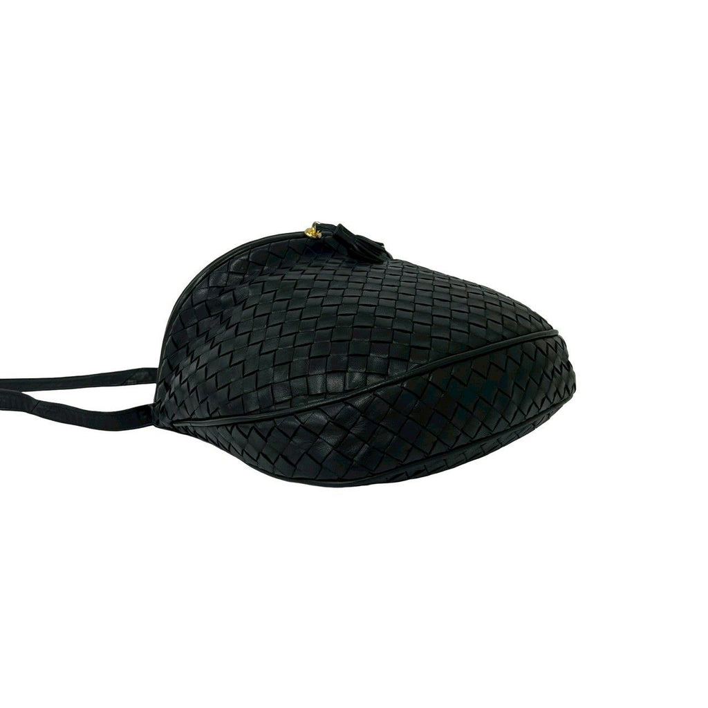 Bottega Veneta Intrecciato Leather Tassel Shoulder Bag Pochette Black — view 7