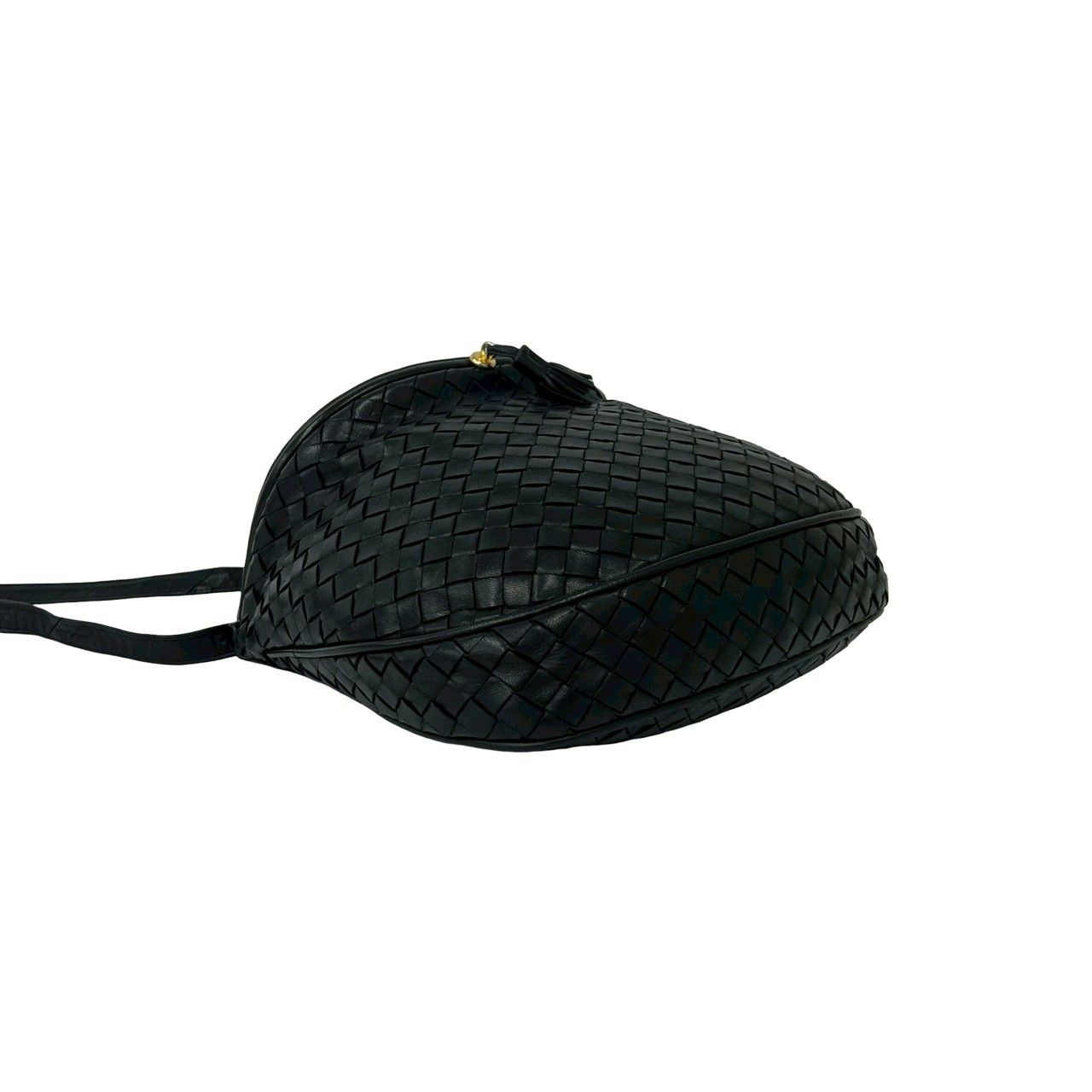 Bottega Veneta Intrecciato Leather Tassel Shoulder Bag Pochette Black — view 7