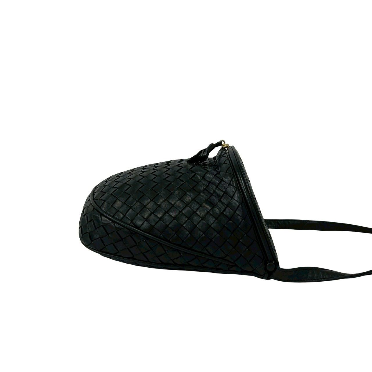 Bottega Veneta Intrecciato Leather Tassel Shoulder Bag Pochette Black — view 6