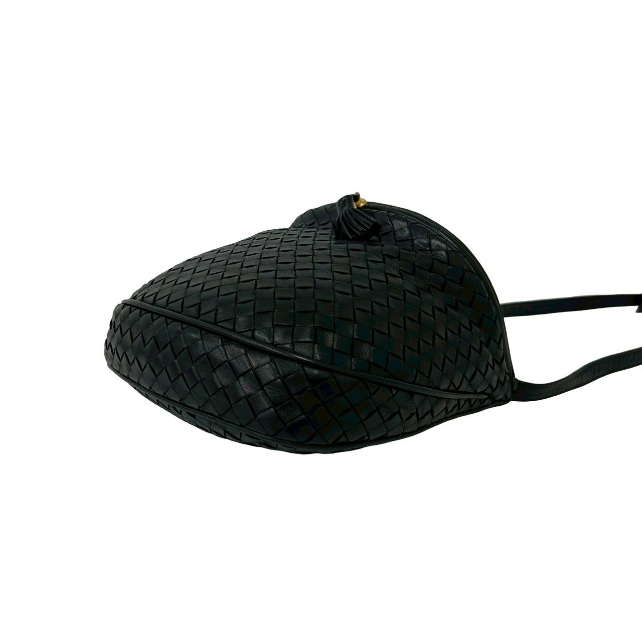 Bottega Veneta Intrecciato Leather Tassel Shoulder Bag Pochette Black — view 8