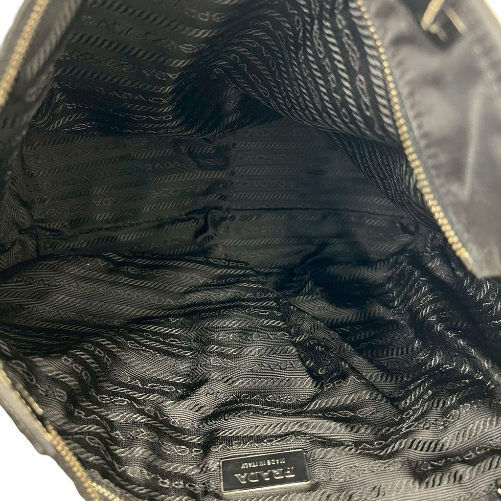 Prada Tessuto Nylon Leather Tote Shoulder Bag Black — view 9