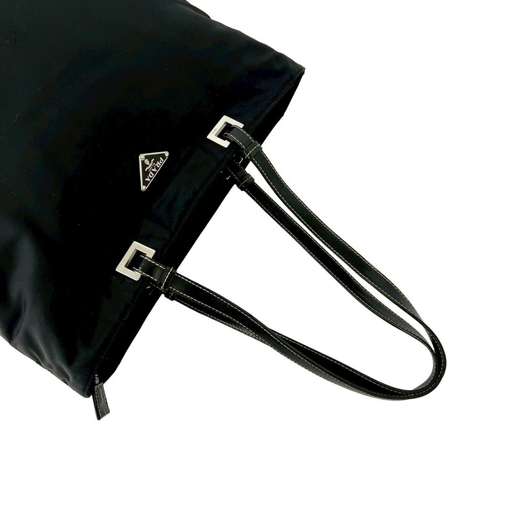 Prada Tessuto Nylon Leather Tote Shoulder Bag Black — view 4