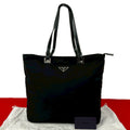 Prada Tessuto Nylon Leather Tote Shoulder Bag Black