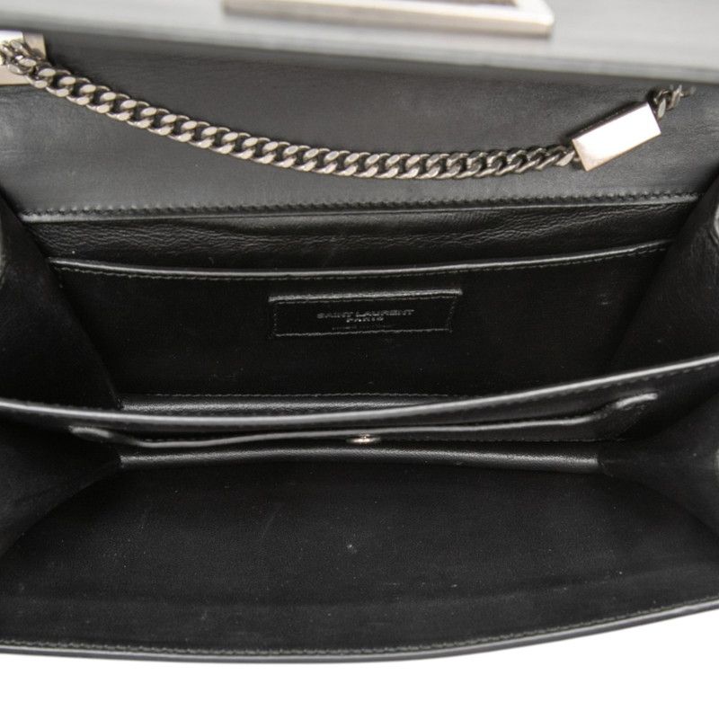 Saint Laurent Crossbody Chain Shoulder Bag Black Leather