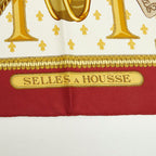 Hermes Carre 90 Cover Seat Selles a Housse Scarf Wine Red Multicolor Silk