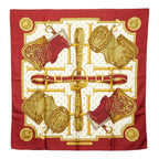 Hermes Carre 90 Cover Seat Selles a Housse Scarf Wine Red Multicolor Silk