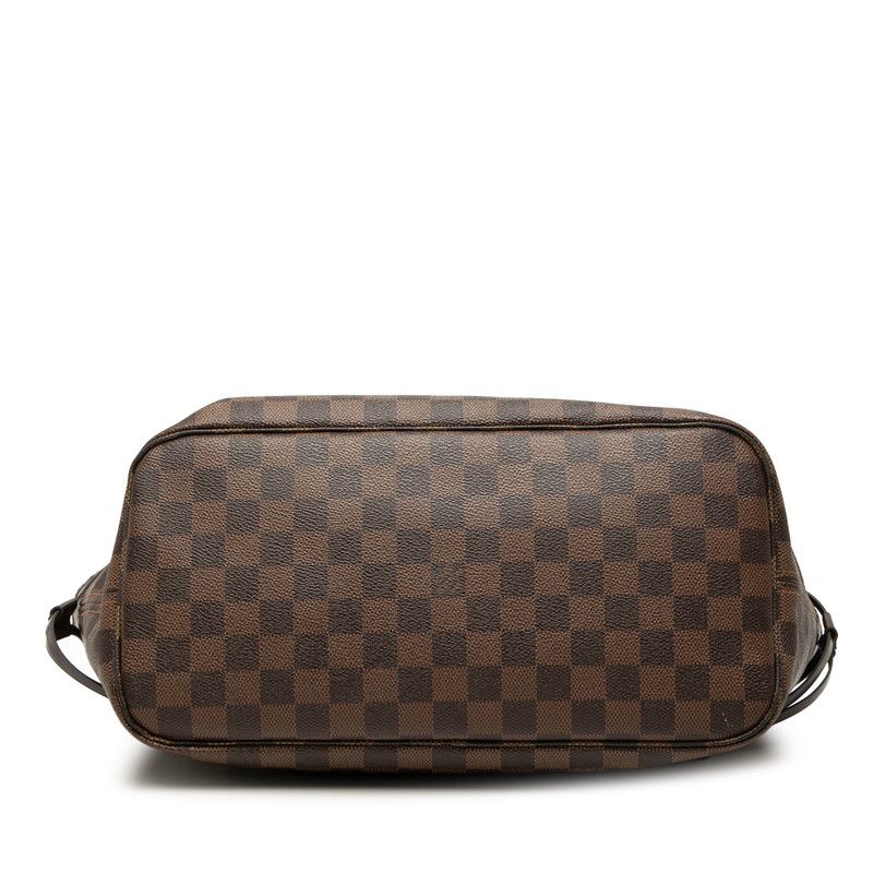 Louis Vuitton Damier Neverfull MM Tote Shoulder Bag Brown Cerise Red Leather