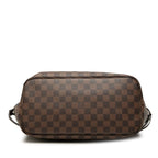 Louis Vuitton Damier Neverfull MM Tote Shoulder Bag Brown Cerise Red Leather