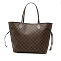 Louis Vuitton Damier Neverfull MM Tote Shoulder Bag Brown Cerise Red Leather