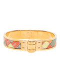 Hermes Charnier PM Bolduc AU Carre Check Bangle Bracelet Gold Multicolor Plated