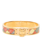 Hermes Charnier PM Bolduc AU Carre Check Bangle Bracelet Gold Multicolor Plated