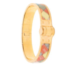 Hermes Charnier PM Bolduc AU Carre Check Bangle Bracelet Gold Multicolor Plated