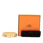 Hermes Charnier PM Bolduc AU Carre Check Bangle Bracelet Gold Multicolor Plated