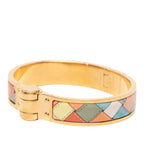 Hermes Charnier PM Bolduc AU Carre Check Bangle Bracelet Gold Multicolor Plated