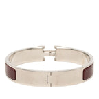 Hermes Clic PM Bracelet Bangle Silver Bordeaux Metal