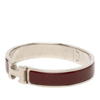 Hermes Clic PM Bracelet Bangle Silver Bordeaux Metal