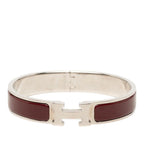 Hermes Clic PM Bracelet Bangle Silver Bordeaux Metal