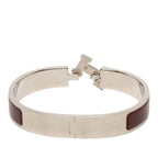 Hermes Clic PM Bracelet Bangle Silver Bordeaux Metal