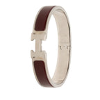 Hermes Clic PM Bracelet Bangle Silver Bordeaux Metal