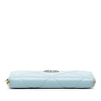 Chanel 19 Dizeneuf Quilted CC Logo Long Zip Wallet Blue Lambskin
