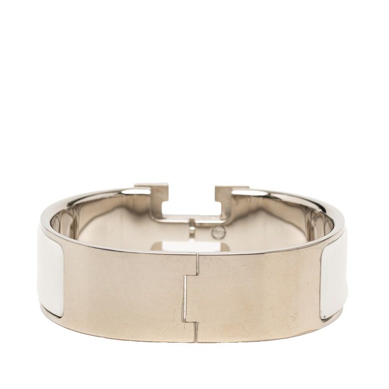 Hermes Clic Clac PM Bracelet Silver White Metal Enamel