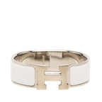 Hermes Clic Clac PM Bracelet Silver White Metal Enamel