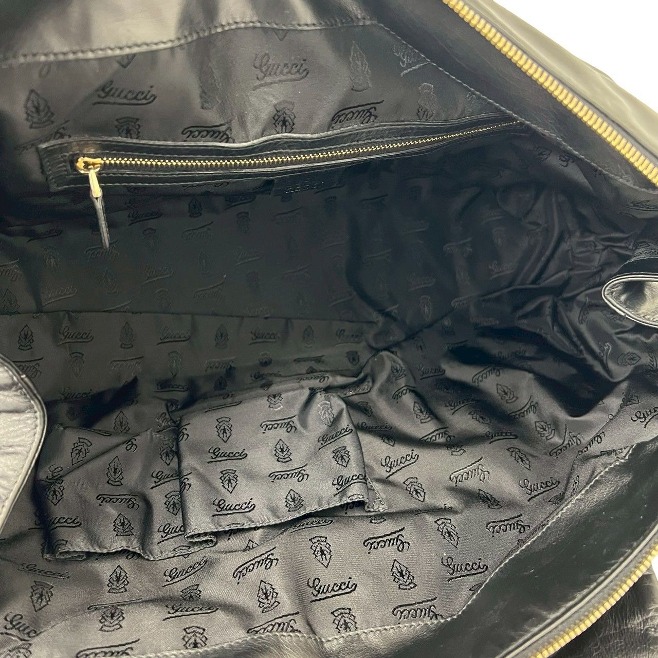 Gucci Hysteria Logo Ribbon Motif Leather Mini Boston Bag Black — view 9