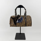 Dior Trotter Flower Charm Handbag Leather Brown Silver Vintage — view 2