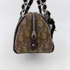 Dior Trotter Flower Charm Handbag Leather Brown Silver Vintage — view 5
