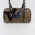 Dior Trotter Flower Charm Handbag Leather Brown Silver Vintage — view 3