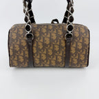 Dior Trotter Flower Charm Handbag Leather Brown Silver Vintage — view 4