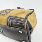 Loewe Amazona Anagram Handbag Suede Leather Mustard Brown Silver Vintage — view 9