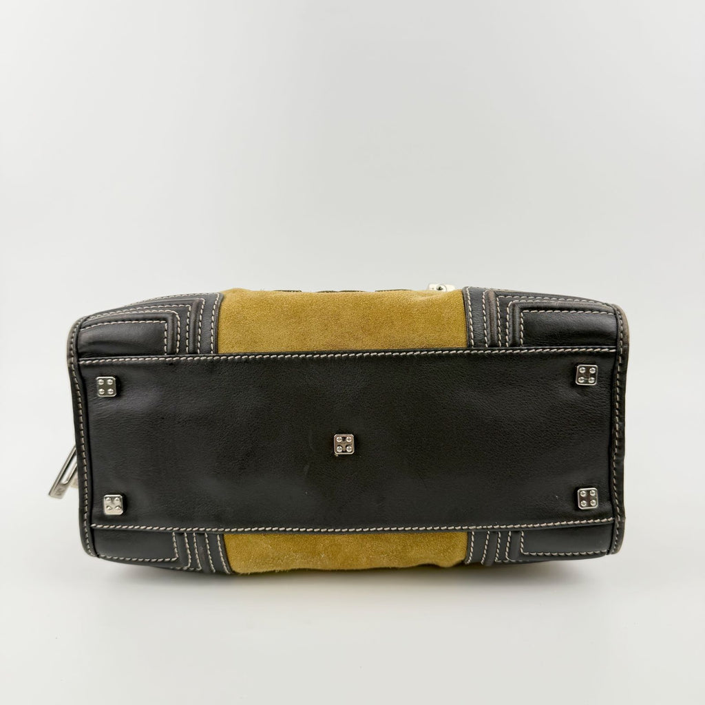 Loewe Amazona Anagram Handbag Suede Leather Mustard Brown Silver Vintage — view 7