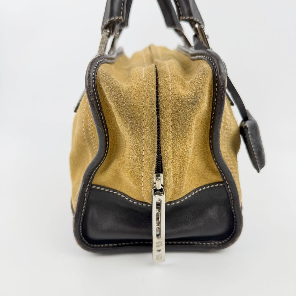 Loewe Amazona Anagram Handbag Suede Leather Mustard Brown Silver Vintage — view 6