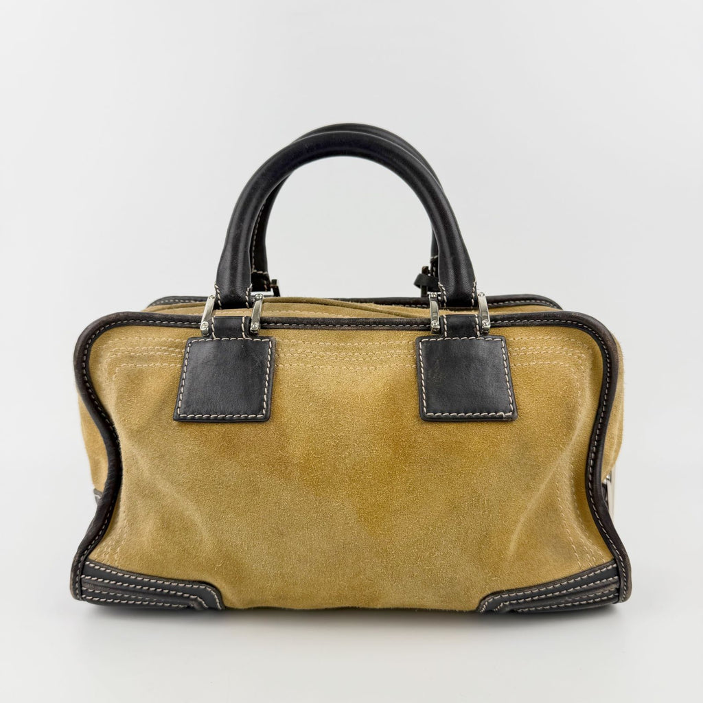 Loewe Amazona Anagram Handbag Suede Leather Mustard Brown Silver Vintage — view 4