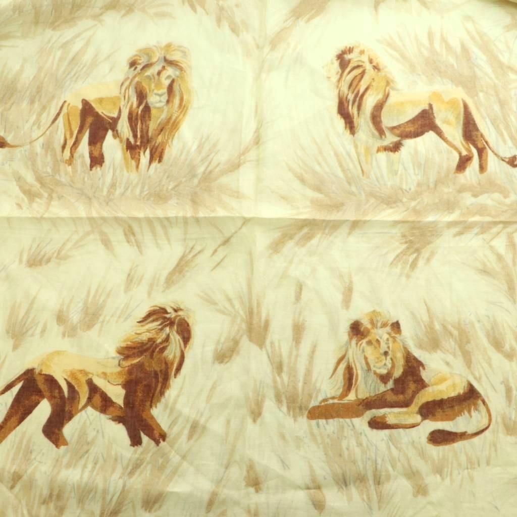 Hermes Lions Dans la Savane Shawl Lion Pattern Beige Brown Scarf — view 5
