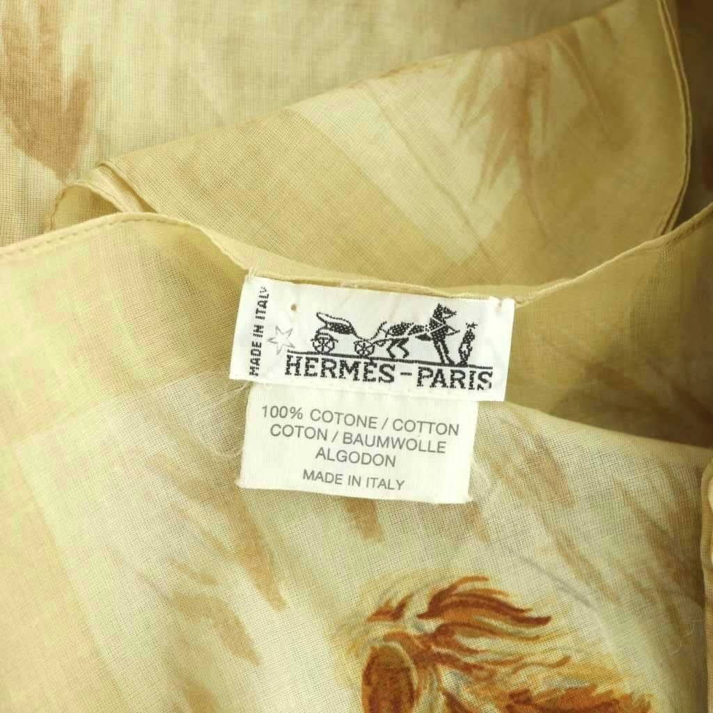 Hermes Lions Dans la Savane Shawl Lion Pattern Beige Brown Scarf — view 6
