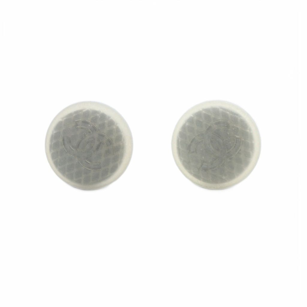 Chanel CC Logo Earrings for Both Ears Gray Silver