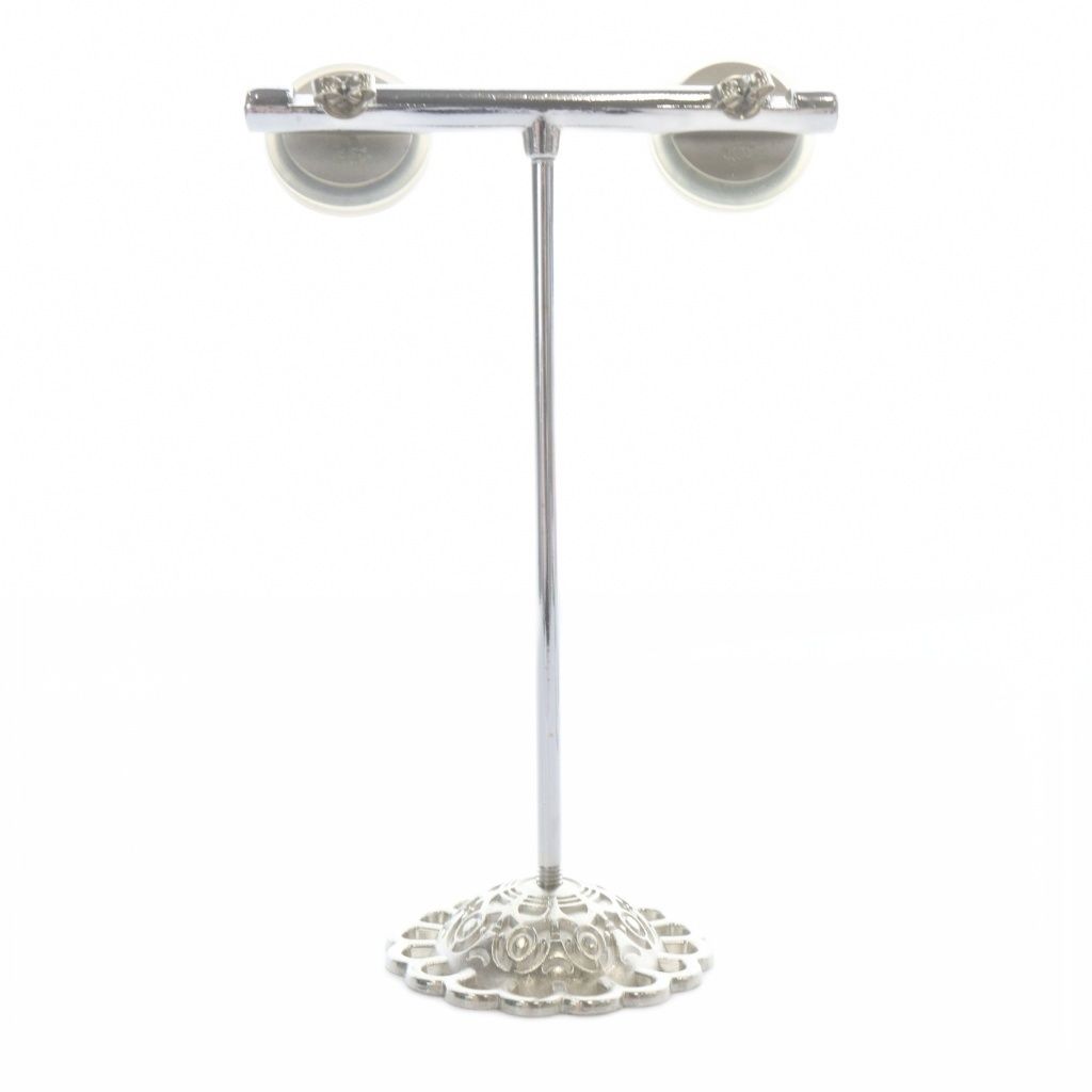 Chanel CC Logo Earrings for Both Ears Gray Silver — view 5