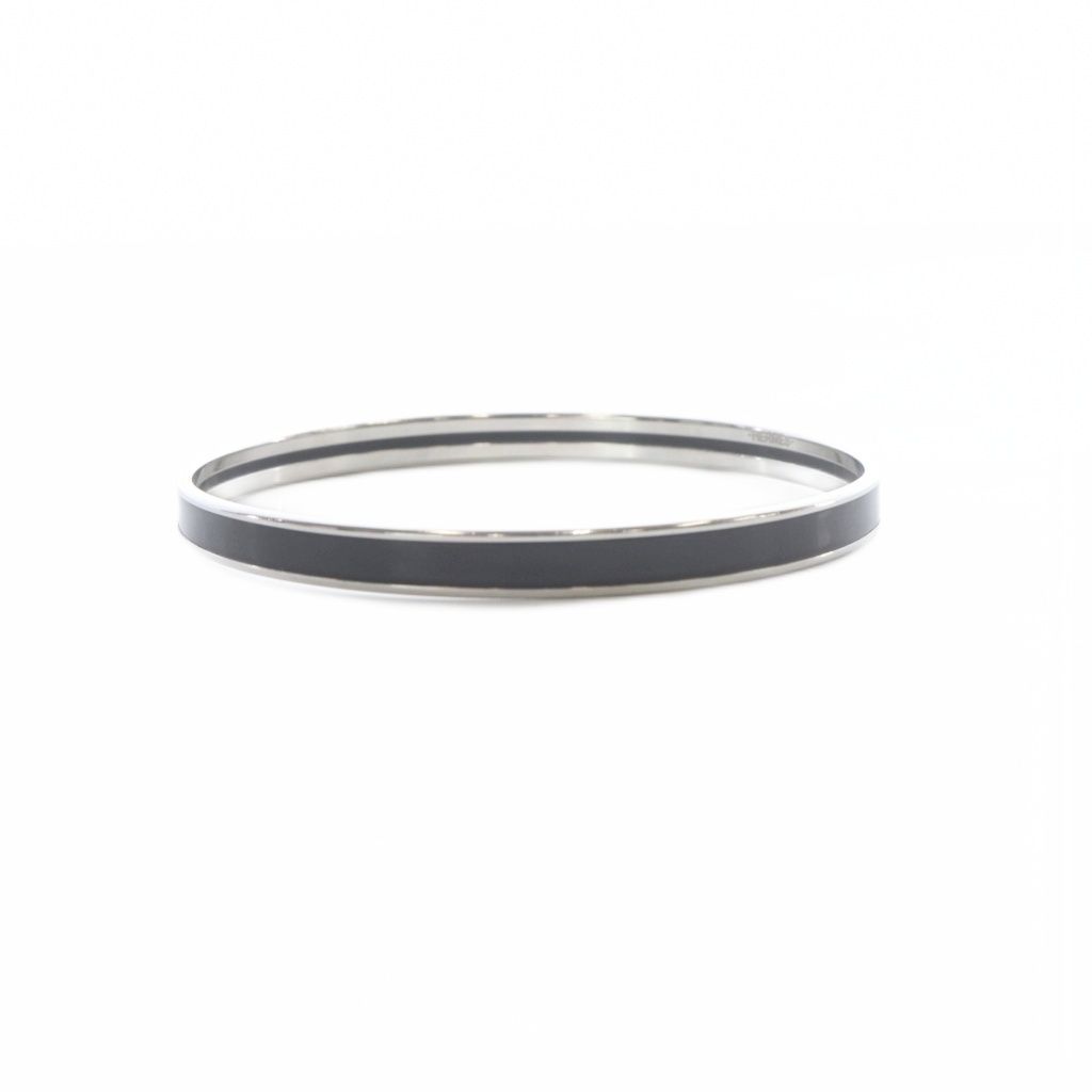 Hermes Uni Enamel Bracelet Bangle Black — view 2