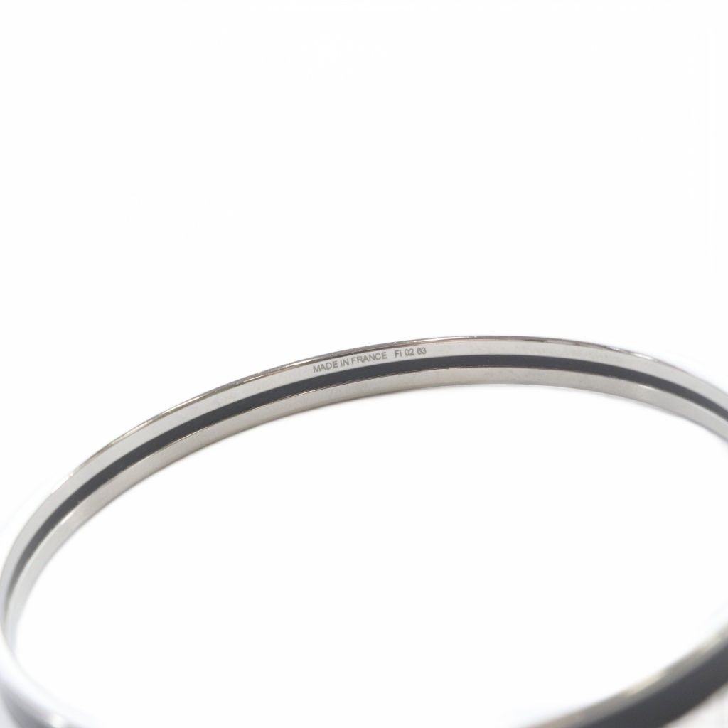 Hermes Uni Enamel Bracelet Bangle Black — view 6