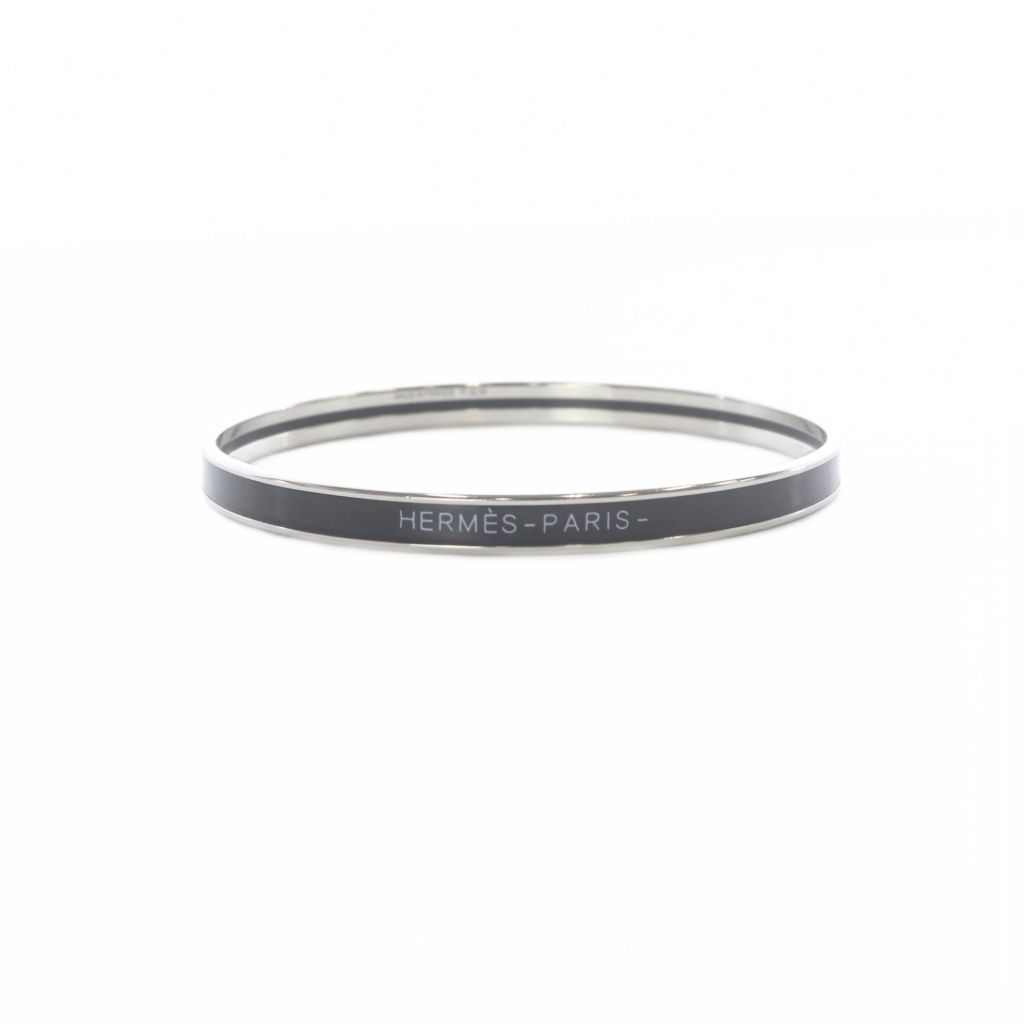 Hermes Uni Enamel Bracelet Bangle Black