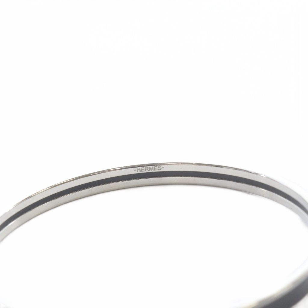 Hermes Uni Enamel Bracelet Bangle Black — view 5