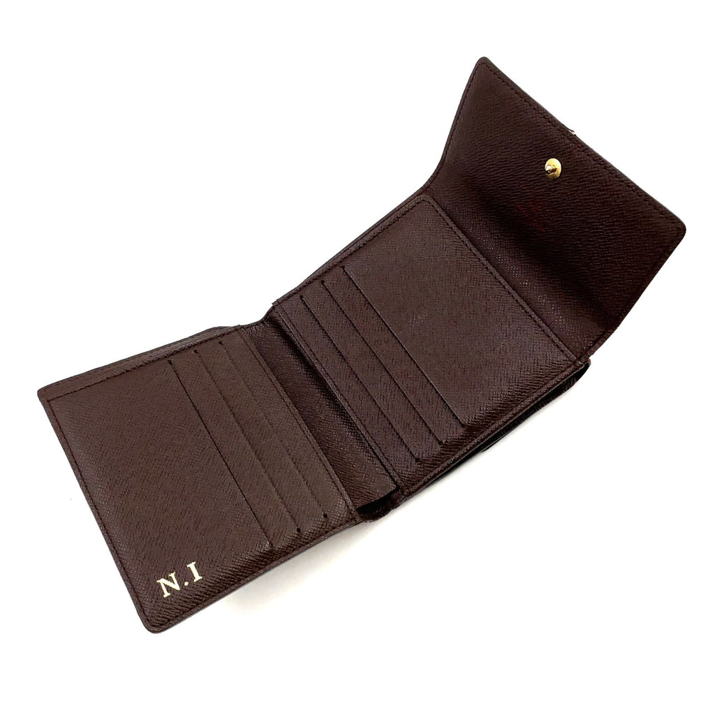 Louis Vuitton Portefeuille Elise Damier Ebene Leather with Initials Brown Hook — view 3