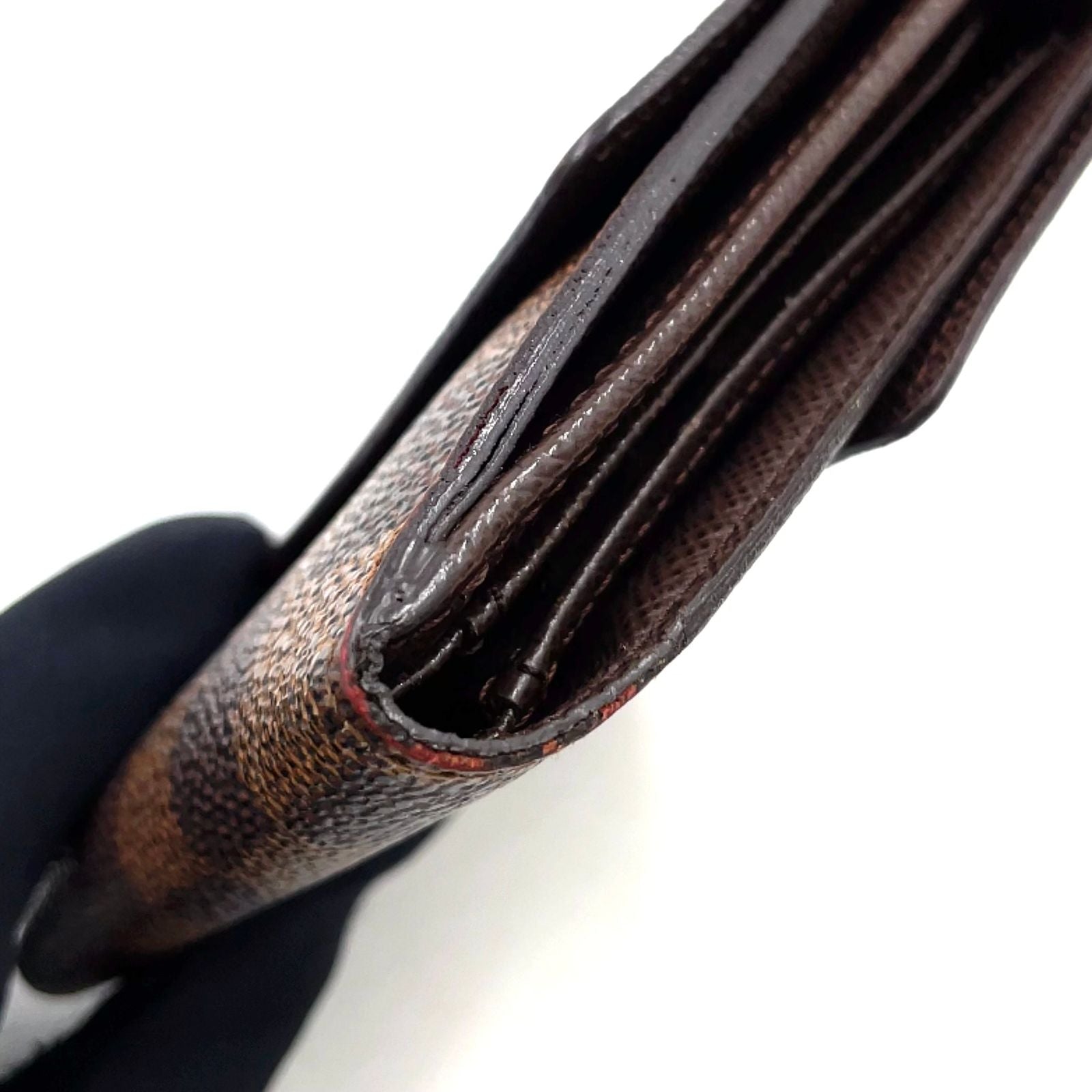 Louis Vuitton Portefeuille Elise Damier Ebene Leather with Initials Brown Hook — view 8