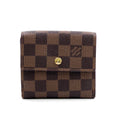 Louis Vuitton Portefeuille Elise Damier Ebene Leather with Initials Brown Hook