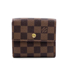 Louis Vuitton Portefeuille Elise Damier Ebene Leather with Initials Brown Hook